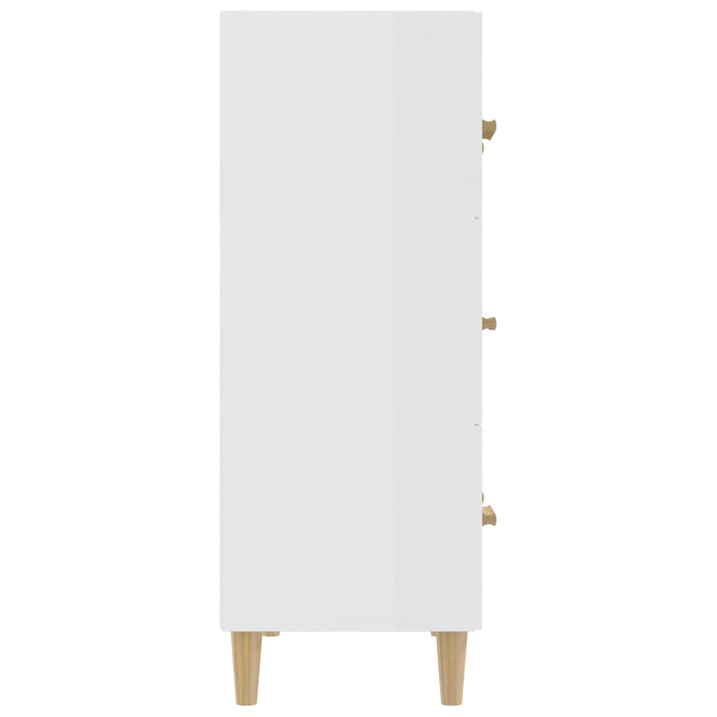 Credenza Bianco Lucido 70x34x90 cm in Legno Multistrato - homemem39