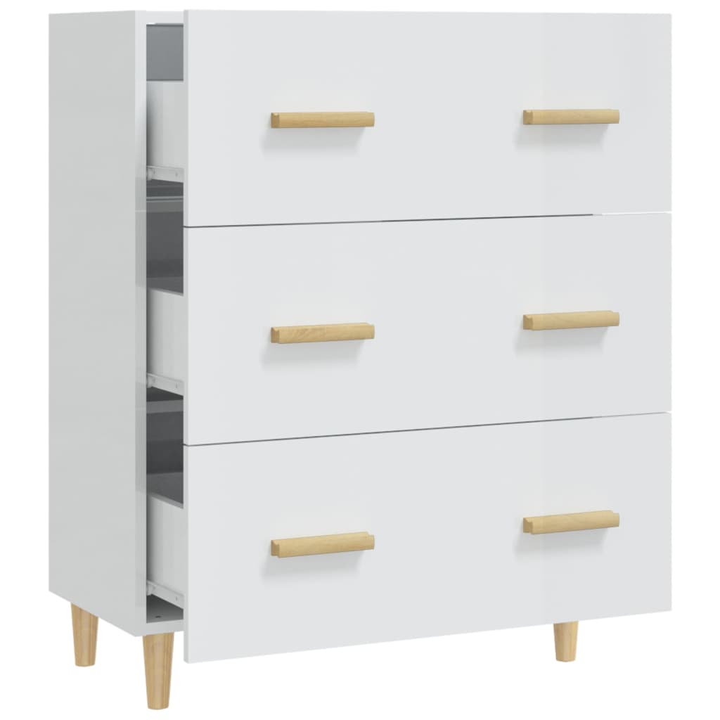 Credenza Bianco Lucido 70x34x90 cm in Legno Multistrato - homemem39