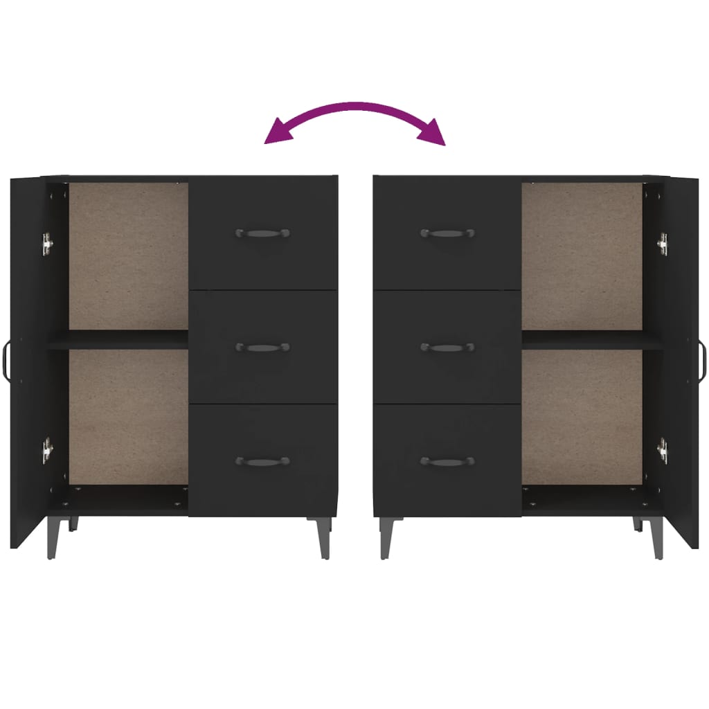 Credenza Nera 69,5x34x90 cm in Legno Multistrato - homemem39