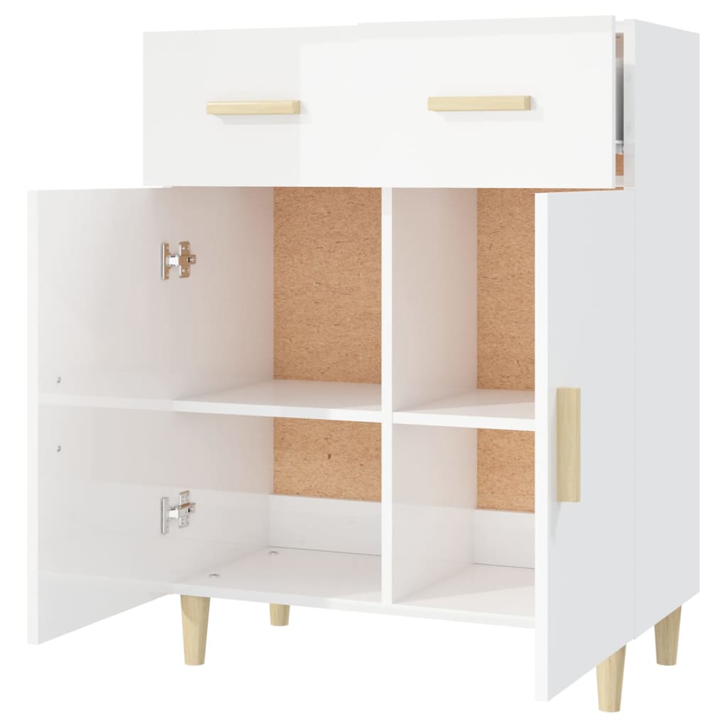 Credenza 69,5x34x89 cm in Legno Multistrato Bianco Lucido - homemem39