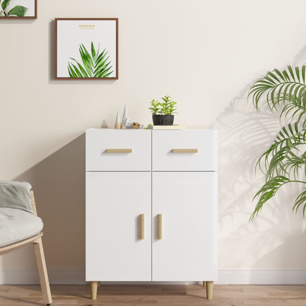 Credenza 69,5x34x89 cm in Legno Multistrato Bianco Lucido - homemem39