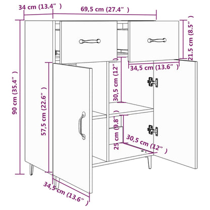 Credenza Bianca 69,5x34x90 cm in Legno Multistrato - homemem39