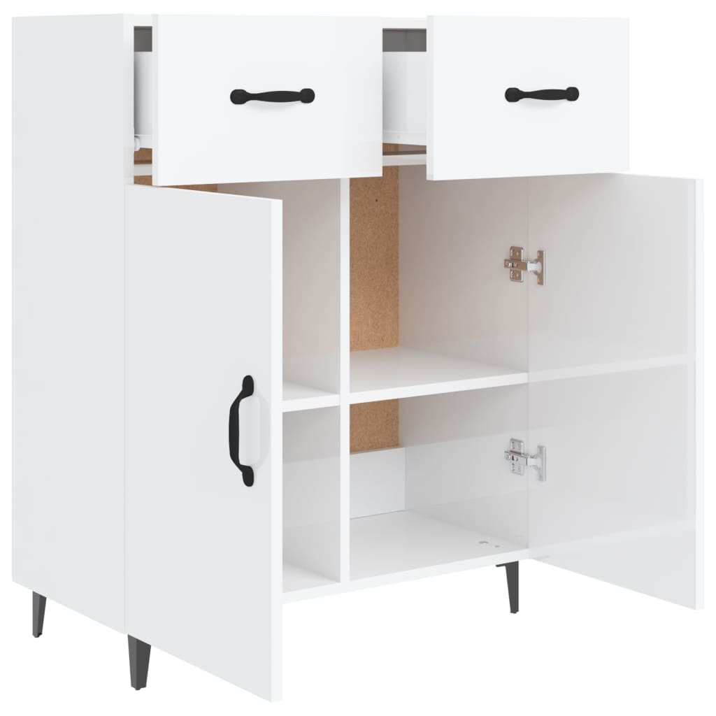 Credenza 69,5x34x90 cm in Legno Multistrato Bianco Lucido - homemem39