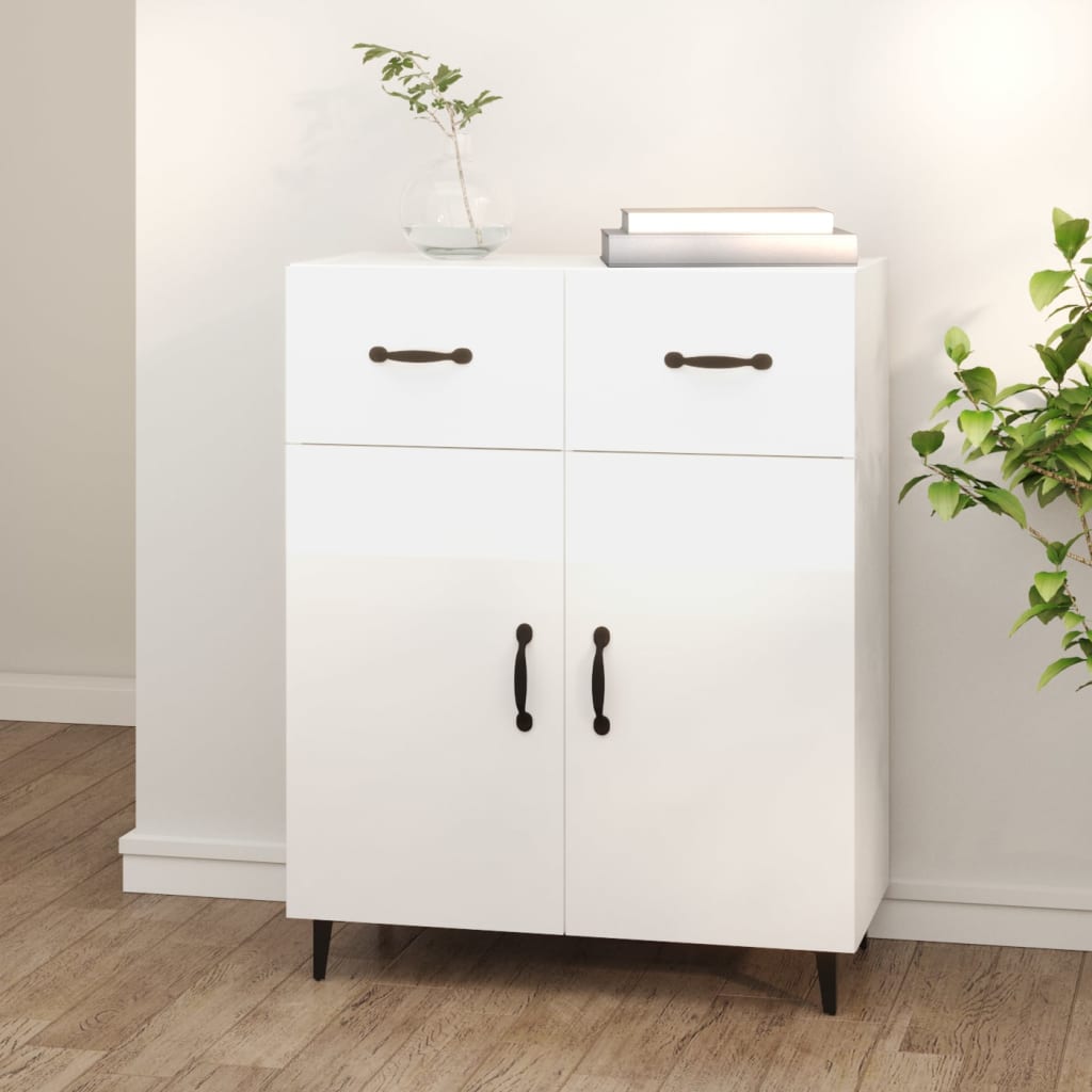 Credenza 69,5x34x90 cm in Legno Multistrato Bianco Lucido - homemem39