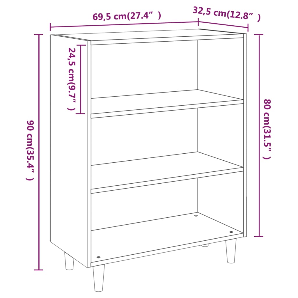 Credenza Bianca 69,5x32,5x90 cm in Legno Multistrato - homemem39