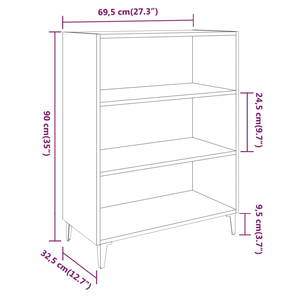 Credenza Bianca 69,5x32,5x90 cm in Legno Multistrato - homemem39