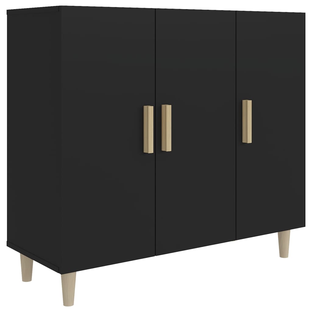 Credenza Nera 90x34x80 cm in Legno Multistrato - homemem39