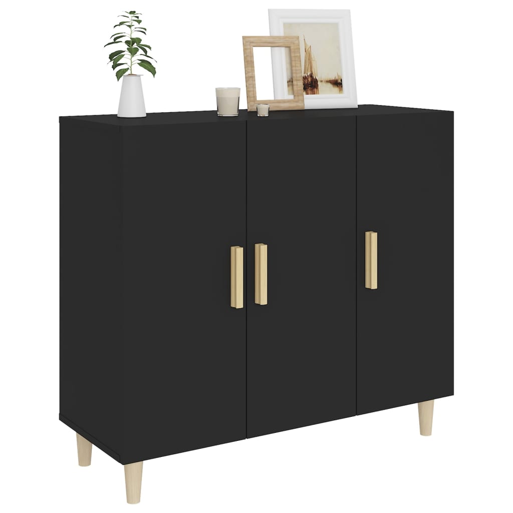 Credenza Nera 90x34x80 cm in Legno Multistrato - homemem39