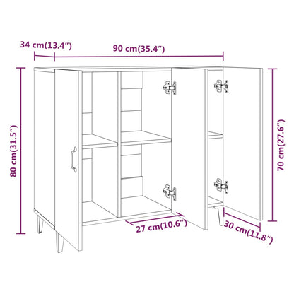 Credenza Nera 90x34x80 cm in Legno Multistrato - homemem39