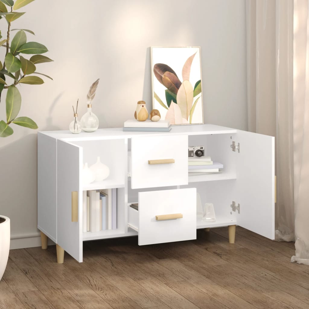 Credenza Bianca 100x36x60 cm in Legno Multistrato - homemem39