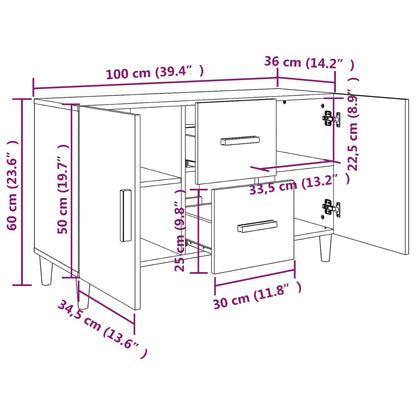 Credenza Bianca 100x36x60 cm in Legno Multistrato - homemem39