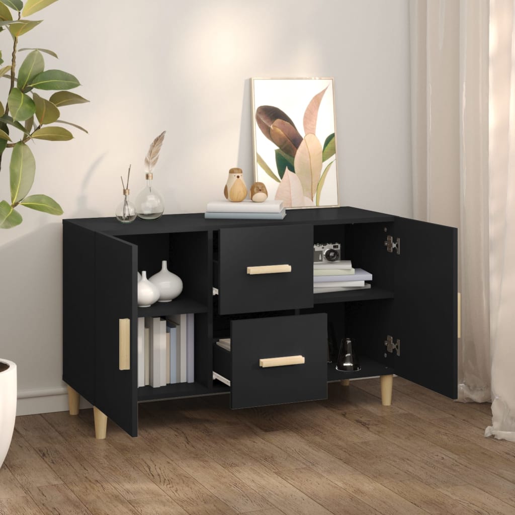 Credenza Nera 100x36x60 cm in Legno Multistrato - homemem39