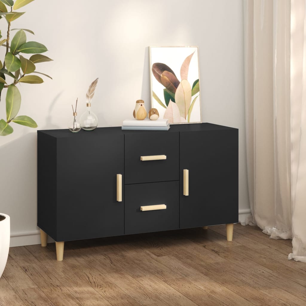 Credenza Nera 100x36x60 cm in Legno Multistrato - homemem39