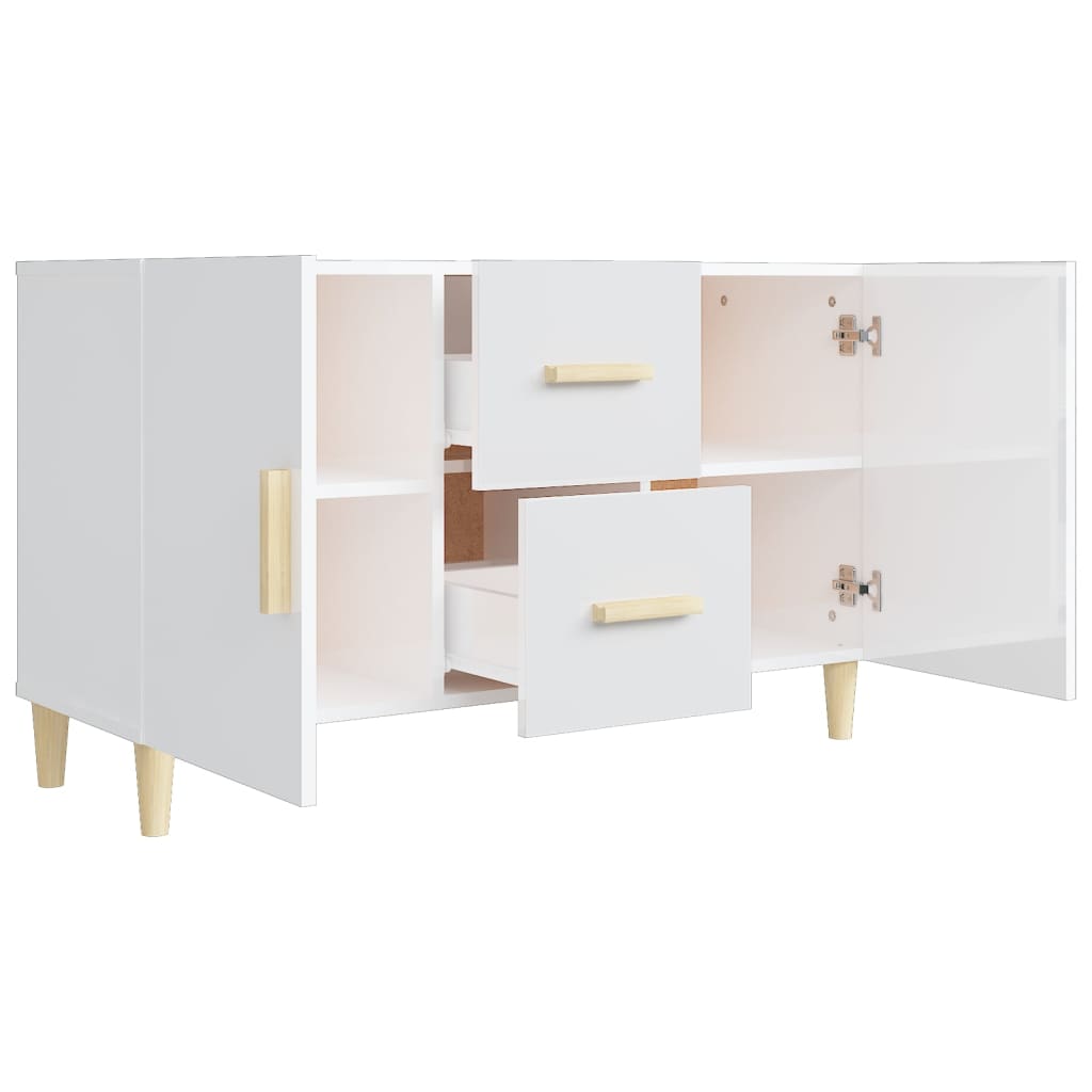 Credenza Bianco Lucido 100x36x60 cm in Legno Multistrato - homemem39