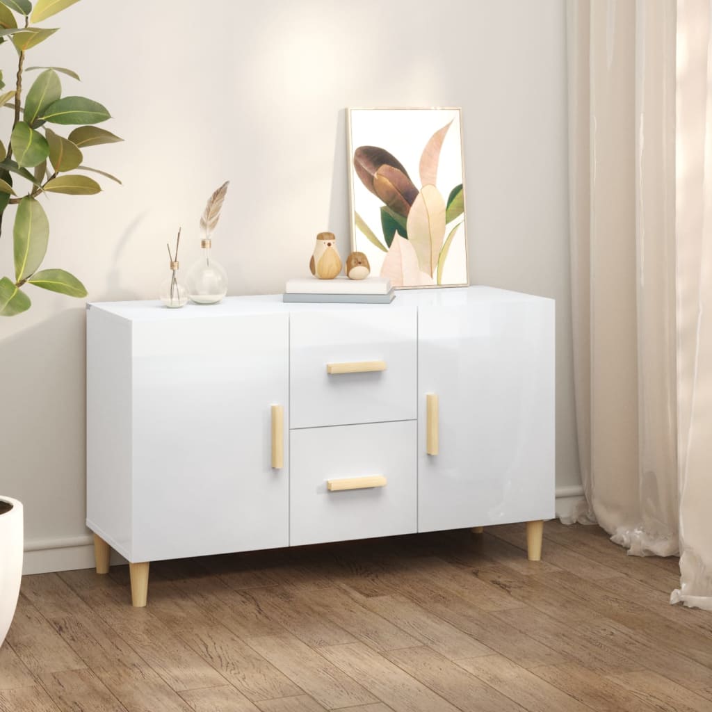 Credenza Bianco Lucido 100x36x60 cm in Legno Multistrato - homemem39