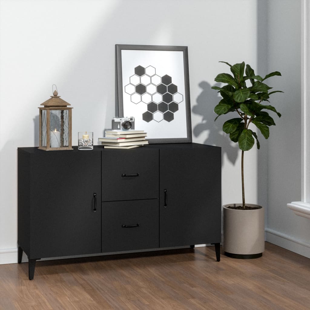 Credenza Nera 100x36x60 cm in Legno Multistrato - homemem39