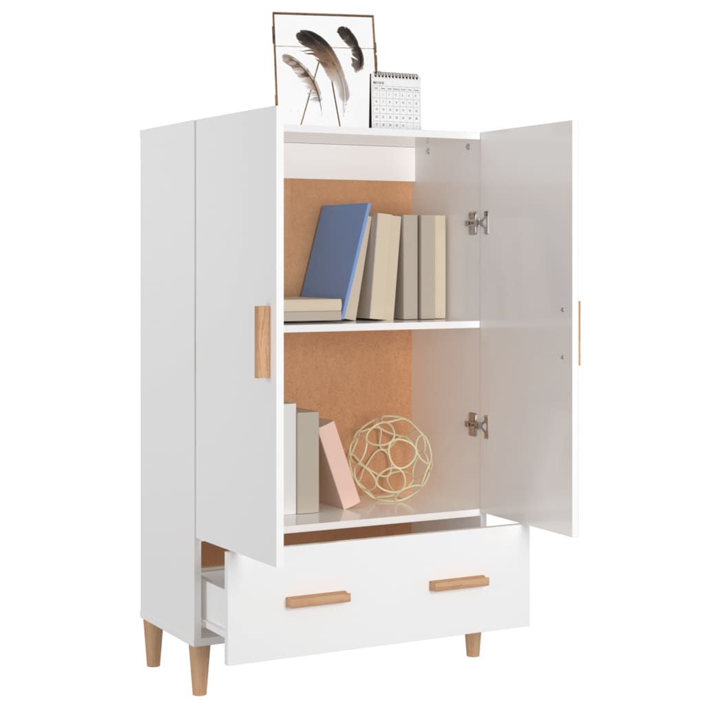 Credenza Bianco Lucido 70x31x115 cm in Legno Multistrato - homemem39