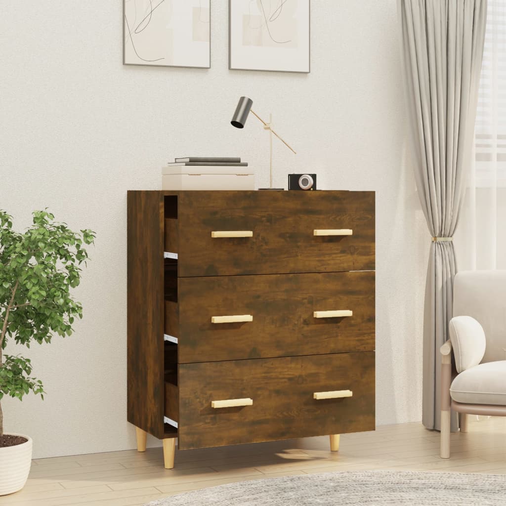 Credenza Rovere Fumo 70x34x90 cm in Legno Multistrato - homemem39