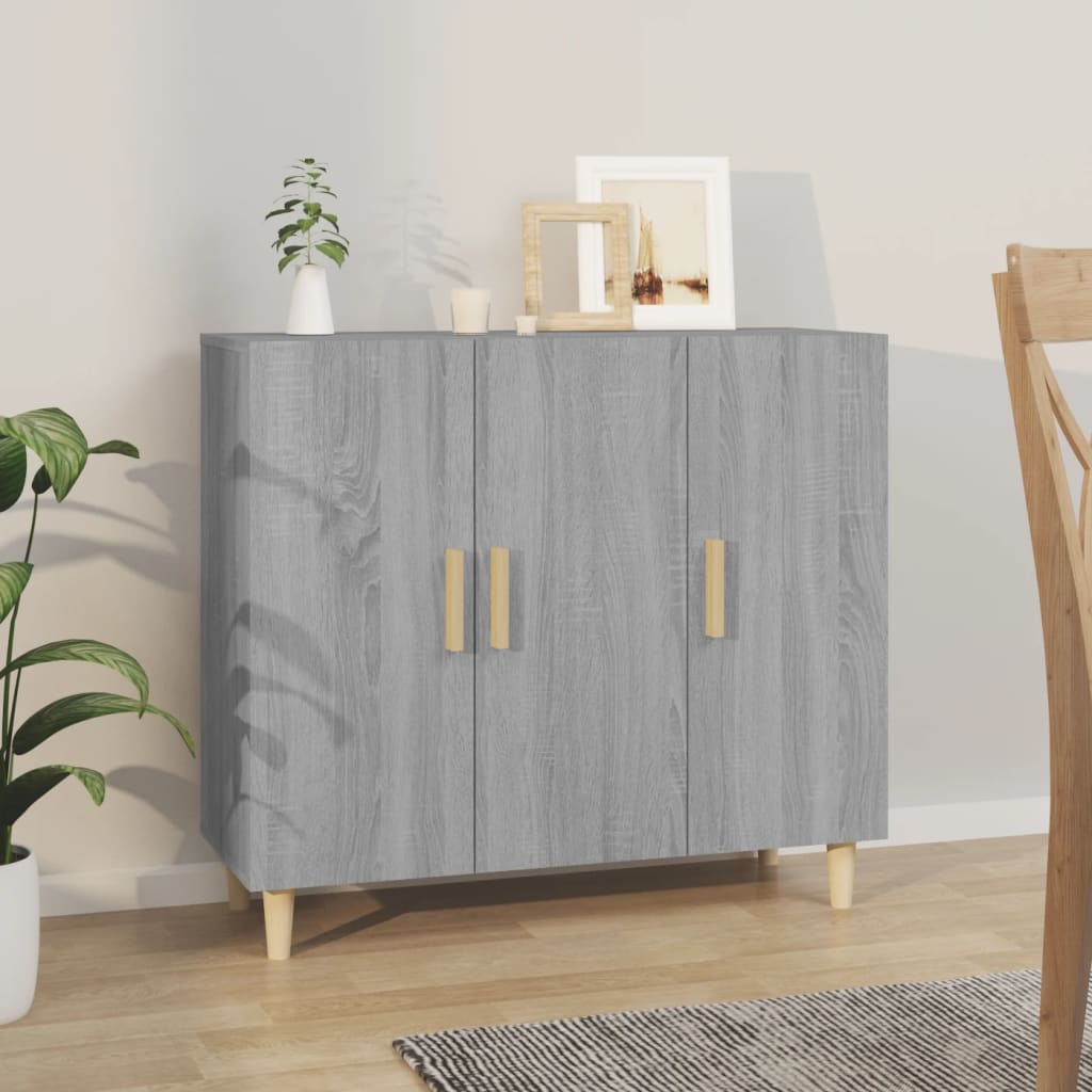 Credenza Grigio Sonoma 90x34x80 cm in Legno Multistrato - homemem39