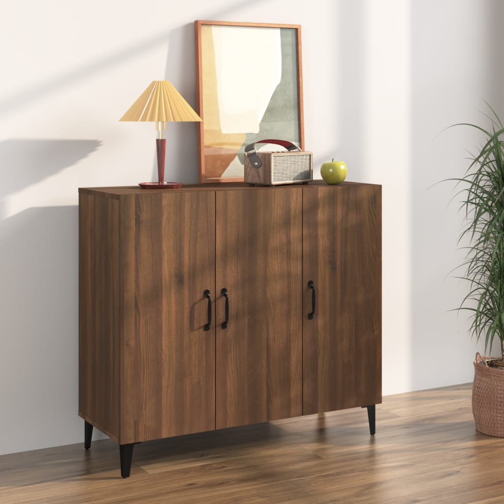 Credenza Rovere Marrone 90x34x80 cm in Legno Multistrato - homemem39