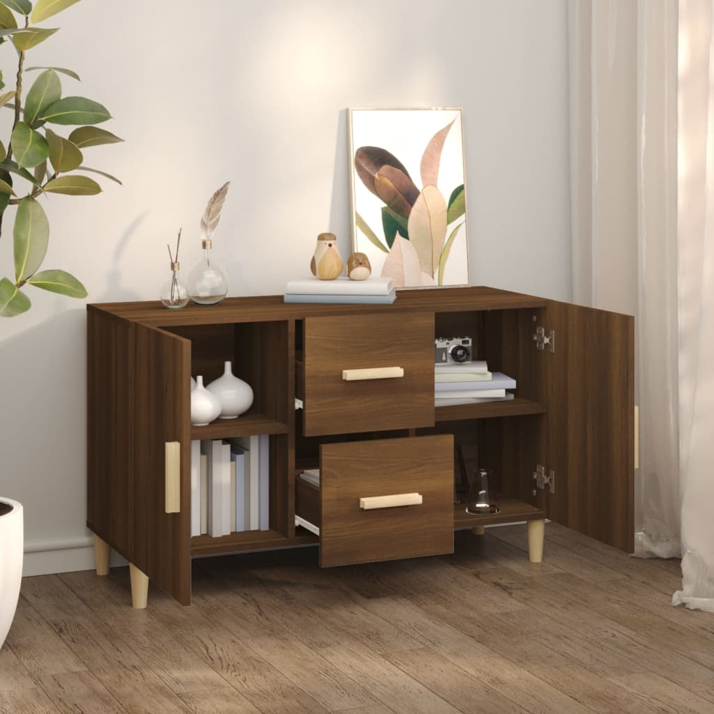 Credenza Rovere Marrone 100x36x60 cm in Legno Multistrato - homemem39