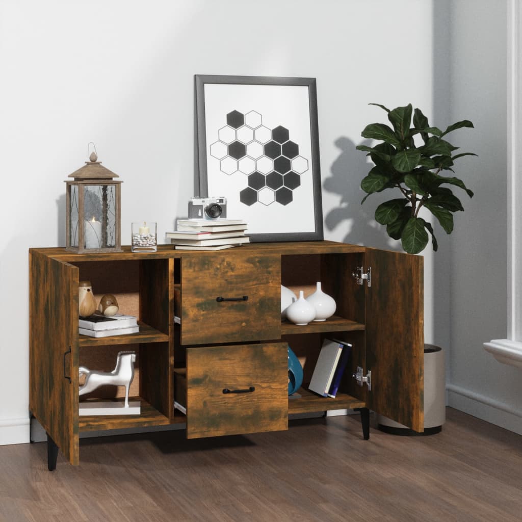 Credenza Rovere Fumo 100x36x60 cm in Legno Multistrato - homemem39