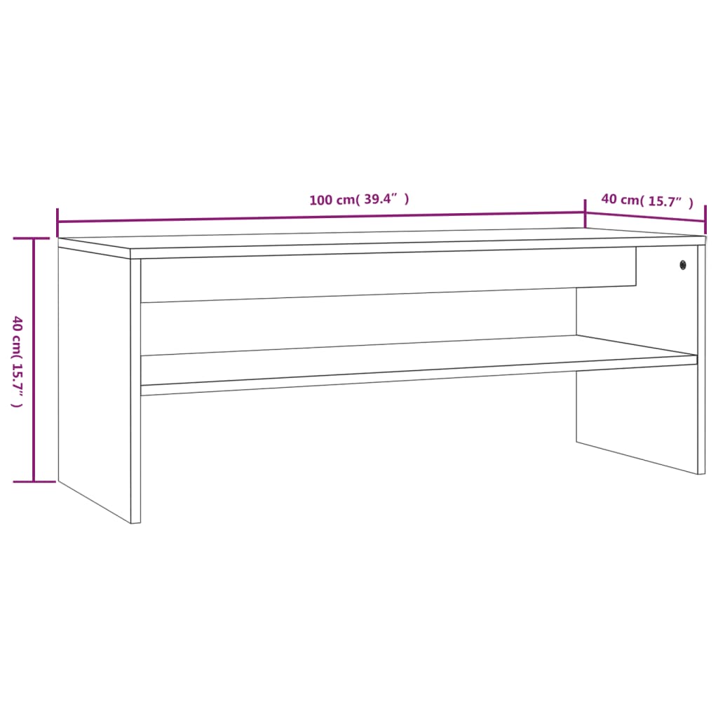 Tavolino da Salotto Rovere Fumo 100x40x40 cm Legno Multistrato - homemem39