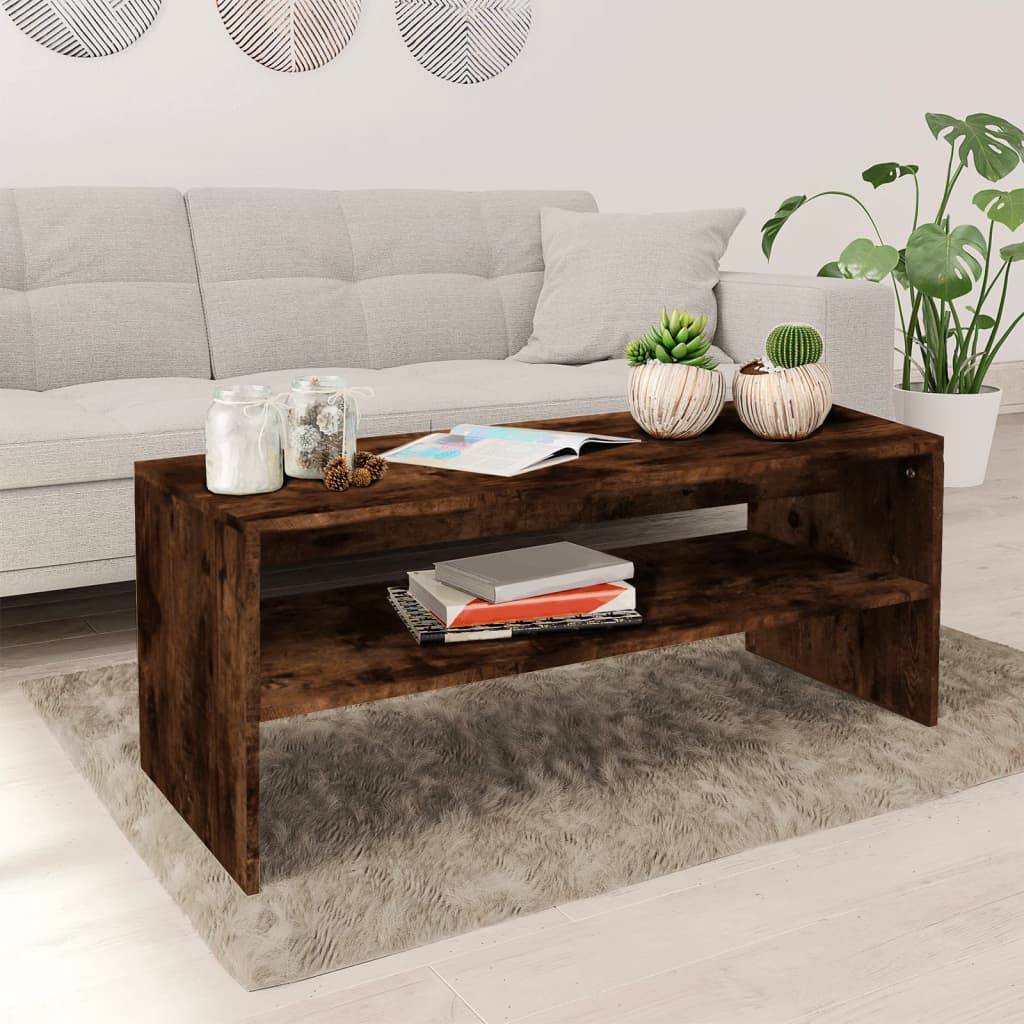 Tavolino da Salotto Rovere Fumo 100x40x40 cm Legno Multistrato - homemem39