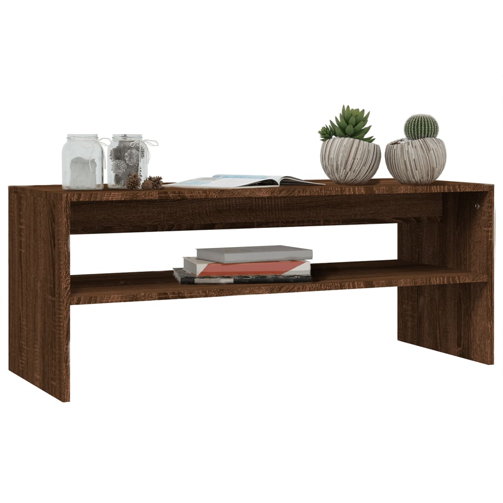 Tavolino Salotto Rovere Marrone 100x40x40 cm Legno Multistrato - homemem39