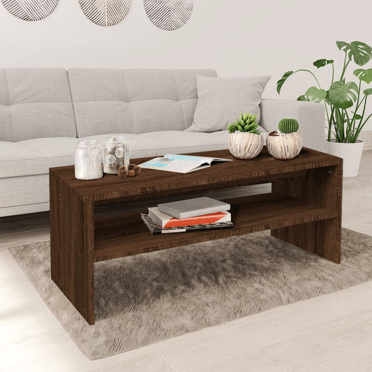 Tavolino Salotto Rovere Marrone 100x40x40 cm Legno Multistrato - homemem39