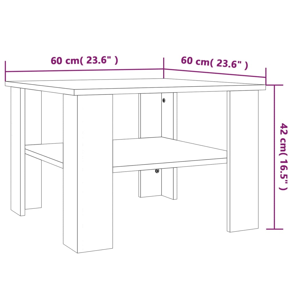 Tavolino da Salotto Rovere Fumo 60x60x42 cm Legno Multistrato - homemem39