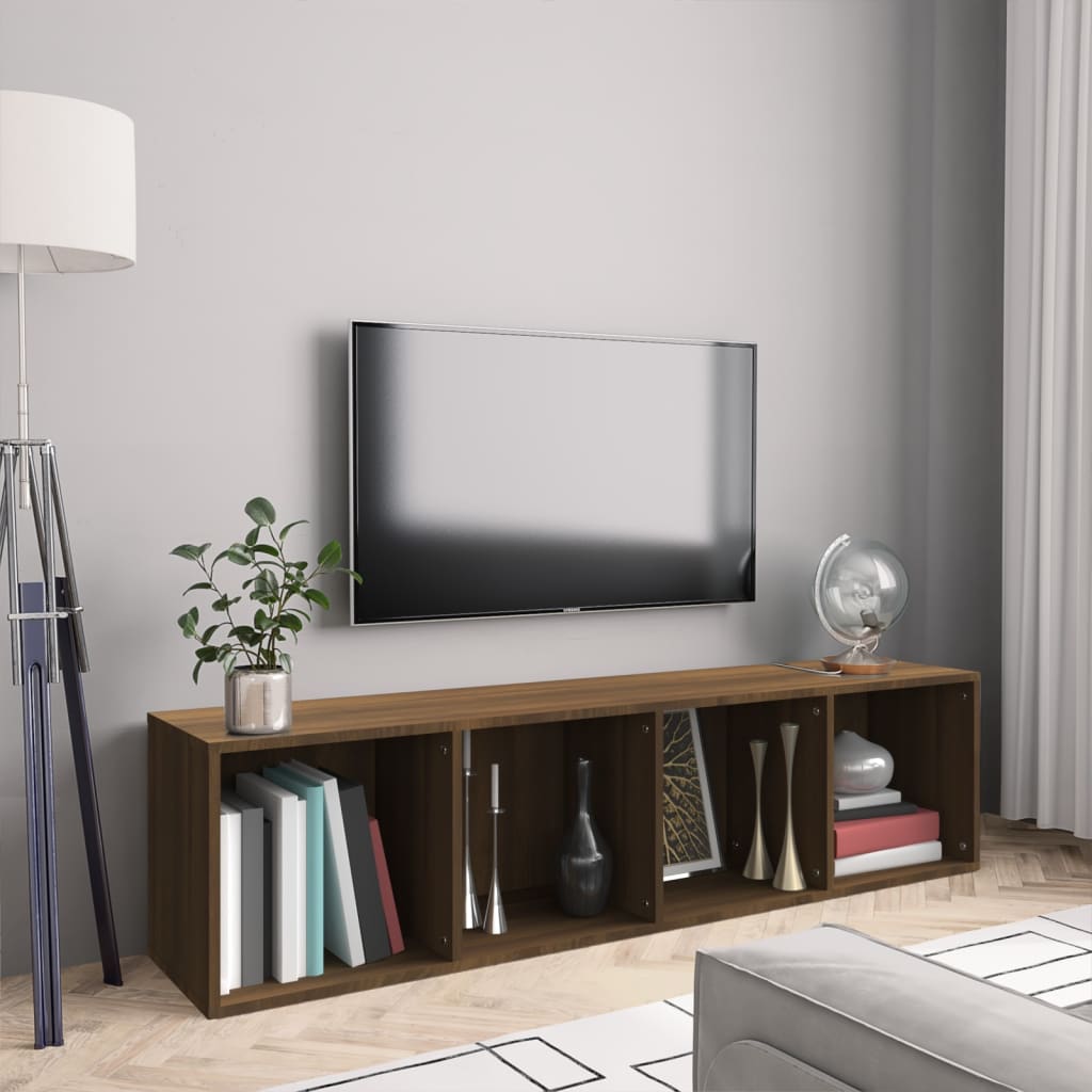 Libreria/Mobile TV Rovere Marrone 143x30x36cm Legno Multistrato - homemem39