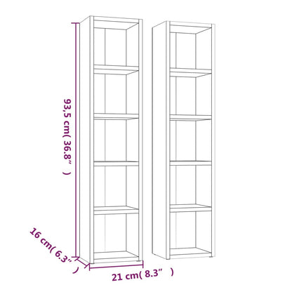 Mobili Porta CD 2pz Rovere Fumo 21x16x93,5cm Legno Multistrato - homemem39