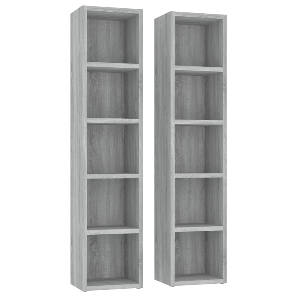 Mobili Porta CD 2pz Grigio Sonoma 21x16x93,5 Legno Multistrato - homemem39