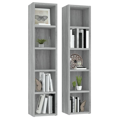 Mobili Porta CD 2pz Grigio Sonoma 21x16x93,5 Legno Multistrato - homemem39