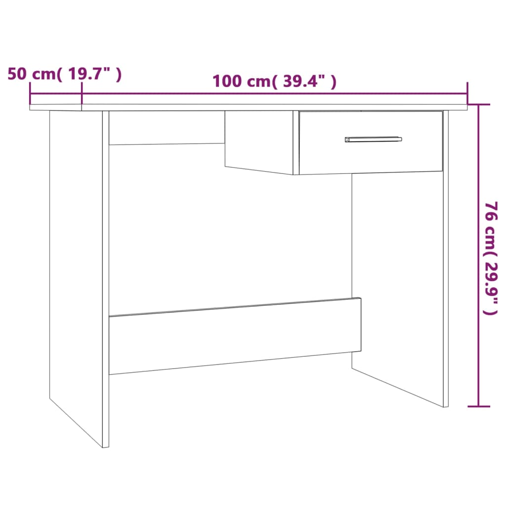 Scrivania Rovere Fumo 100x50x76 cm in Legno Multistrato - homemem39