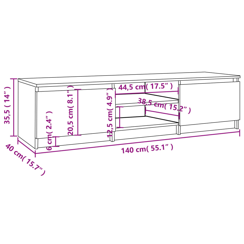 Mobile TV Grigio Sonoma 140x40x35,5 cm in Legno Multistrato - homemem39