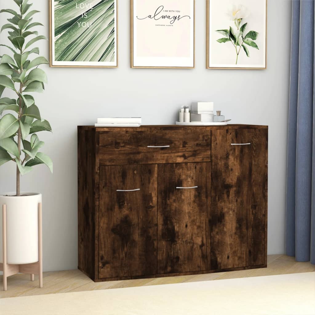 Credenza Rovere Fumo 88x30x70 cm in Legno Ingegnerizzato - homemem39