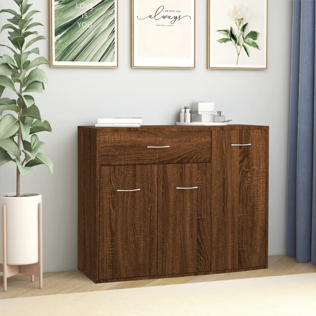 Credenza Rovere Marrone 88x30x70 cm in Legno Multistrato - homemem39