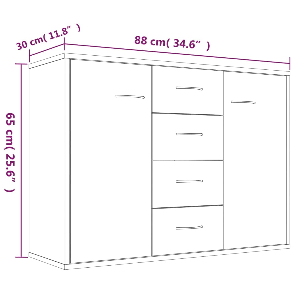 Credenza Rovere Fumo 88x30x65 cm in Legno Multistrato - homemem39