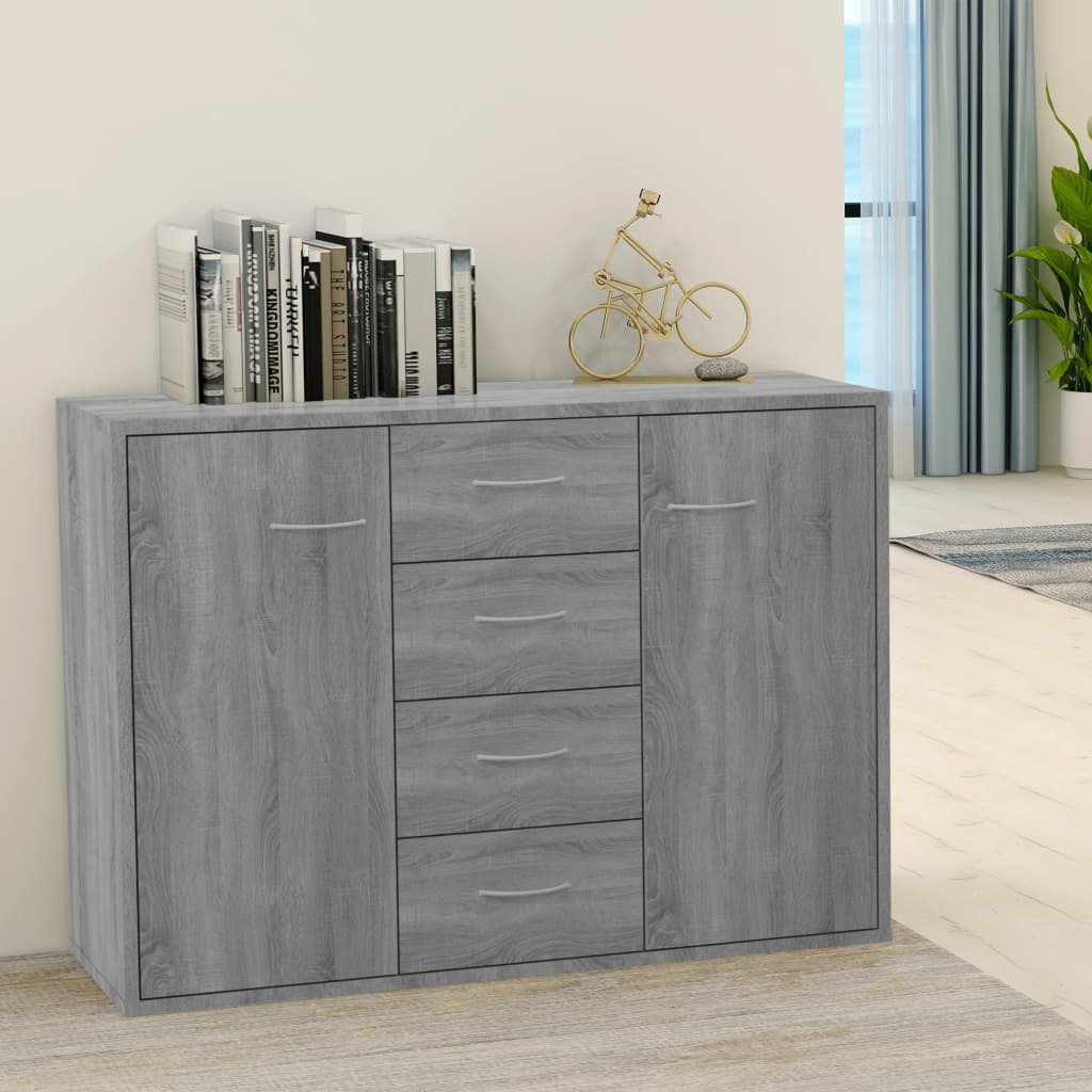 Credenza Grigio Sonoma 88x30x65 cm in Legno Multistrato - homemem39