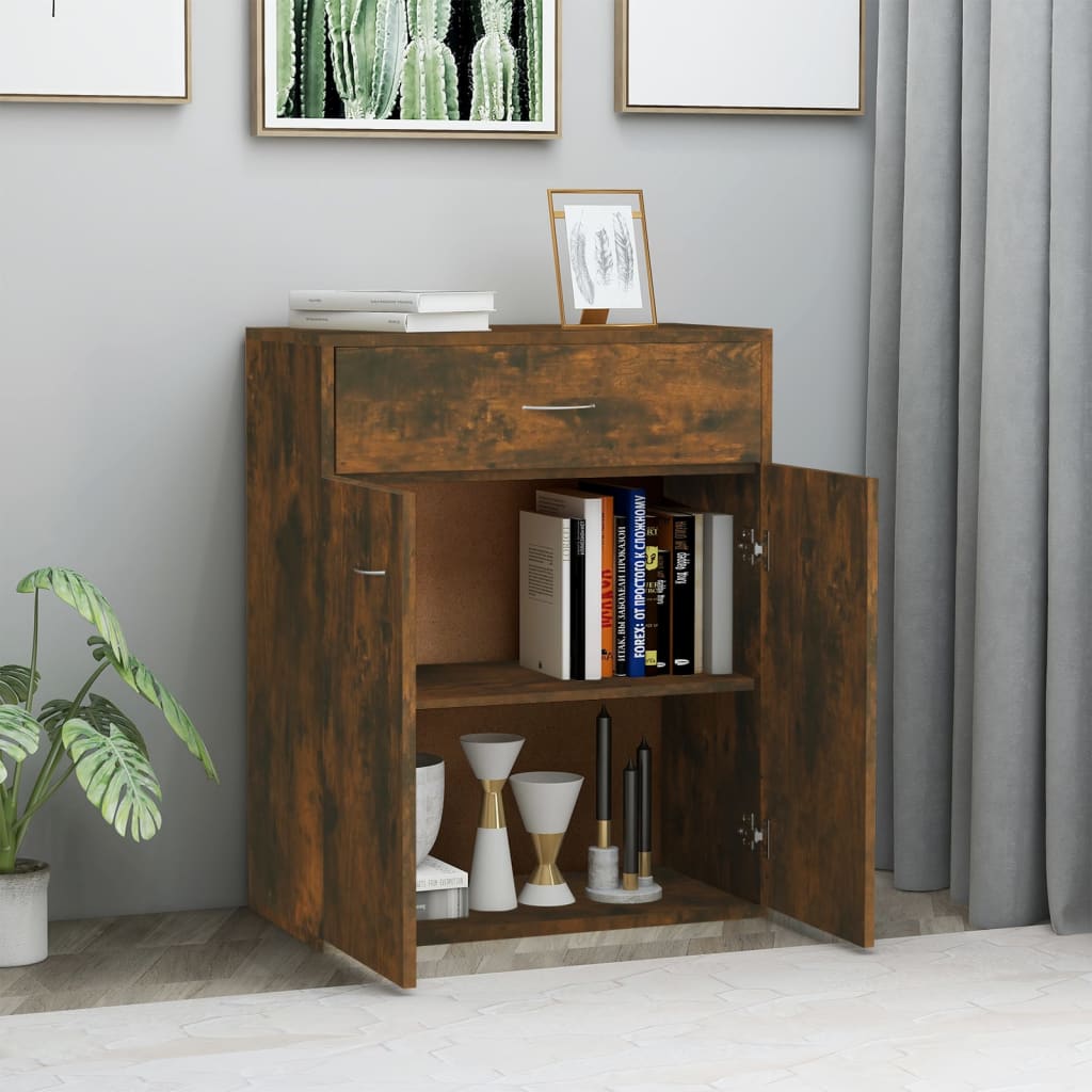 Credenza Rovere Fumo 60x30x75 cm in Legno Multistrato - homemem39