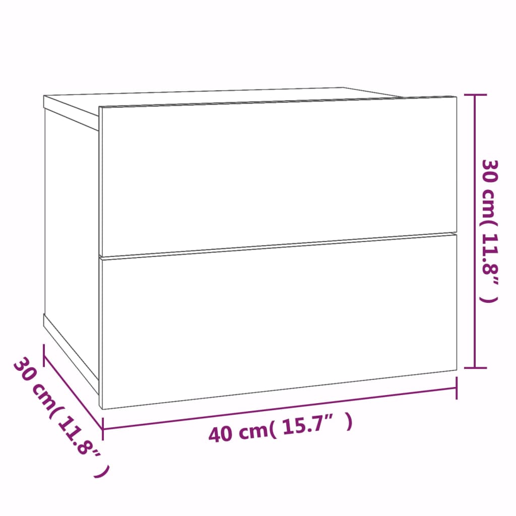 Comodini Grigio Sonoma 2 pz 40x30x30 cm in Legno Multistrato - homemem39