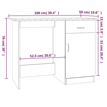 Scrivania Rovere Fumo 100x50x76 cm in Legno Multistrato - homemem39