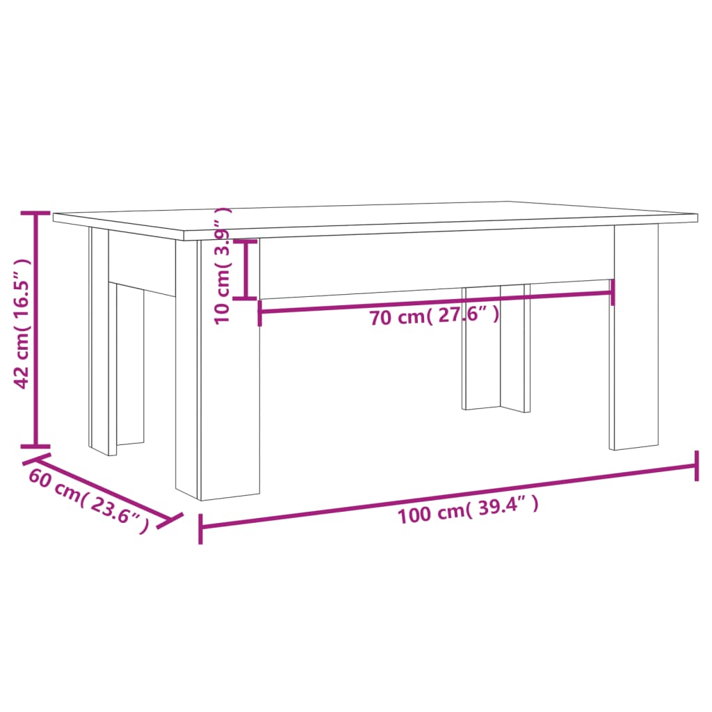 Tavolino Salotto Rovere Marrone 100x60x42 cm Legno Multistrato - homemem39