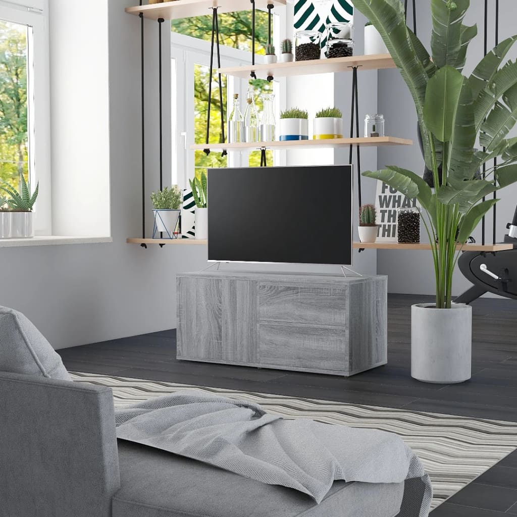 Mobile Porta TV Grigio Sonoma 80x34x36 cm in Legno Multistrato - homemem39