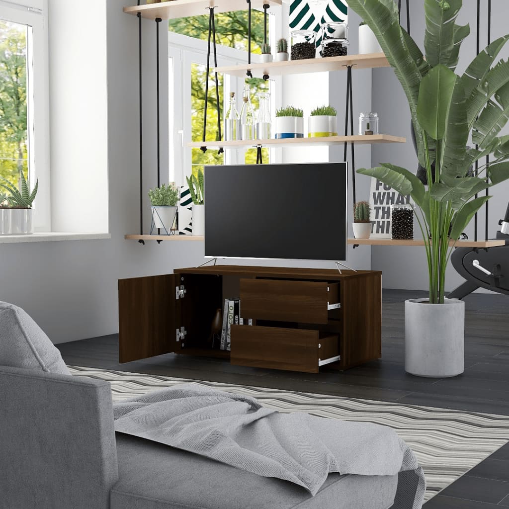 Mobile Porta TV Rovere Marrone 80x34x36 cm in Legno Multistrato - homemem39