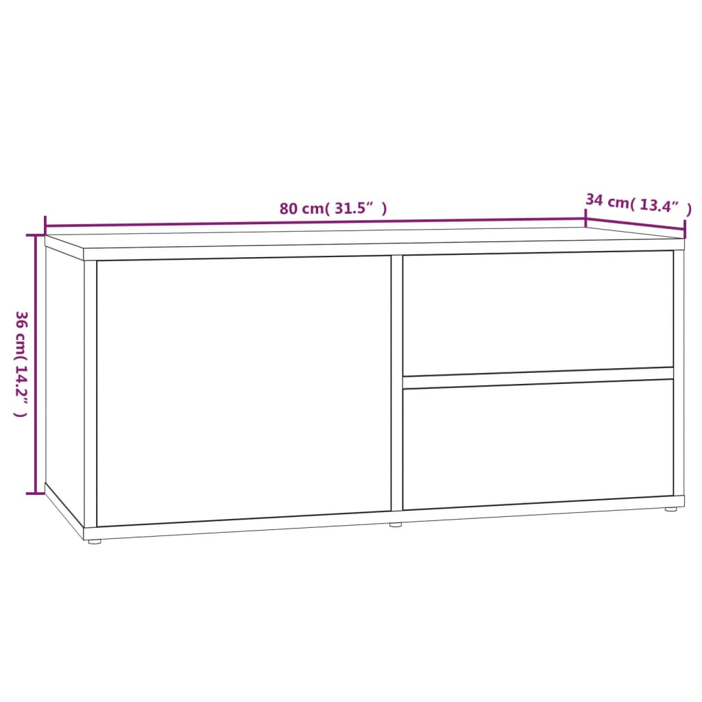 Mobile Porta TV Rovere Marrone 80x34x36 cm in Legno Multistrato - homemem39