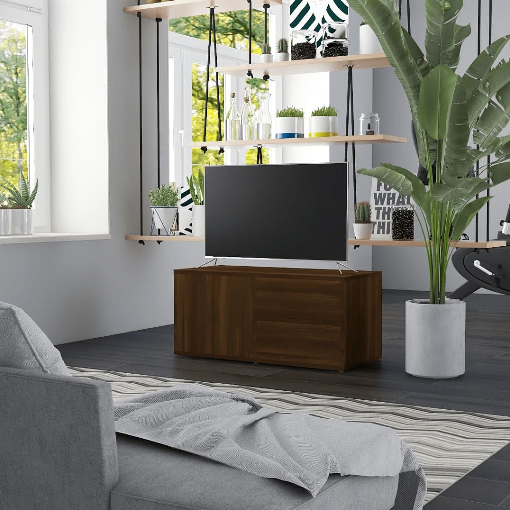 Mobile Porta TV Rovere Marrone 80x34x36 cm in Legno Multistrato - homemem39