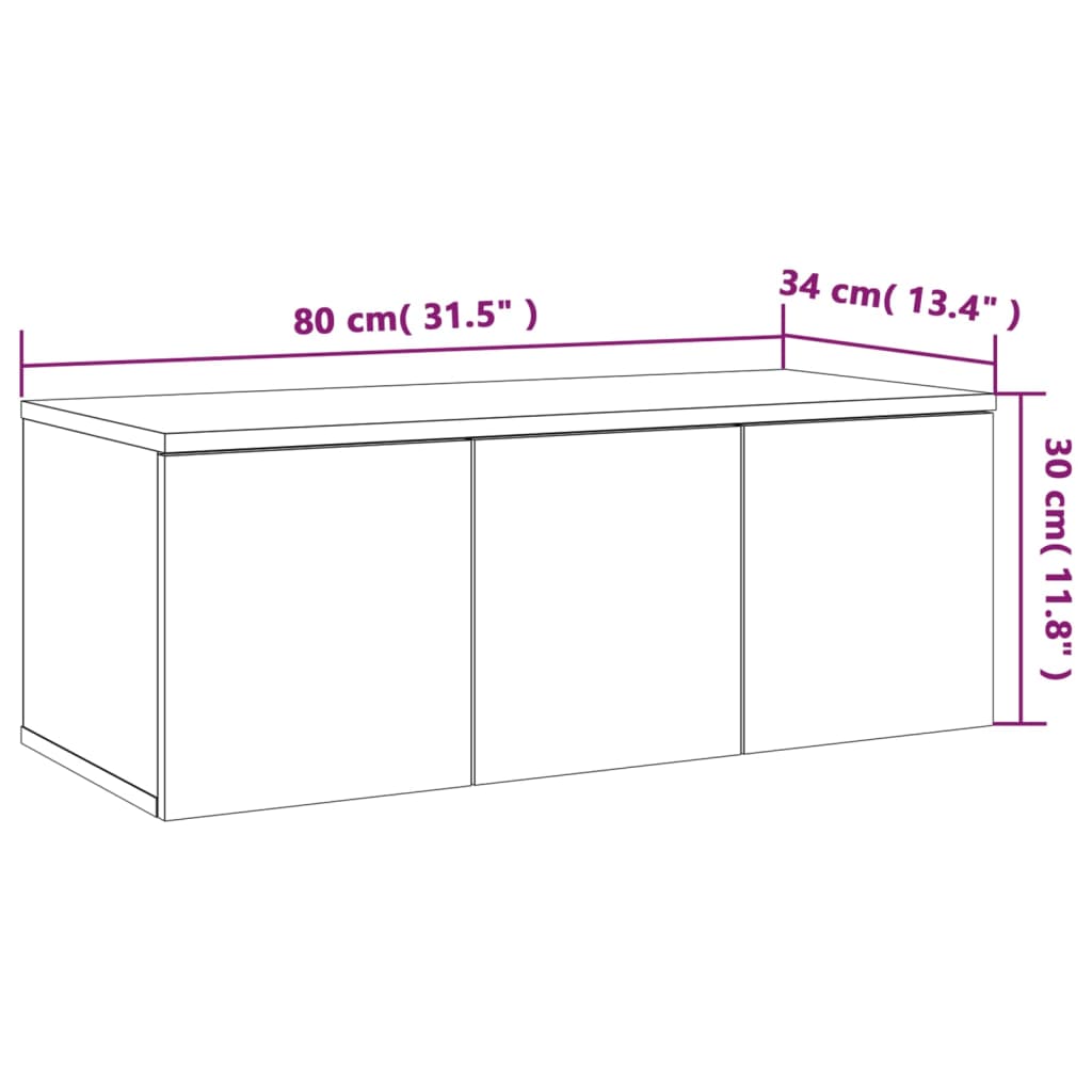 Mobile Porta TV Rovere Fumo 80x34x30 cm in Legno Multistrato - homemem39